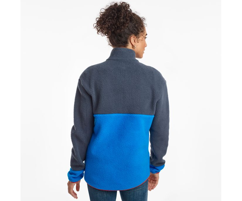 Women's Saucony Fireside Fleece Anorak Jackets Blue | Singapore 336BEXC